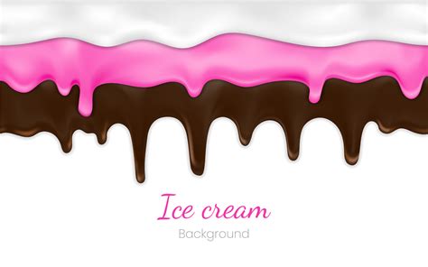 Realistic drip ice cream or frozen yogurt on white background. Syrup ...