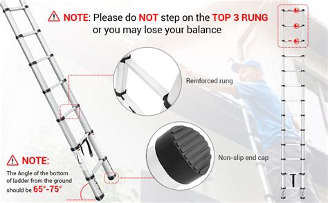 Aluminum Telescoping Ladder, 12.5 FT Ohuhu One-Button Retraction ...