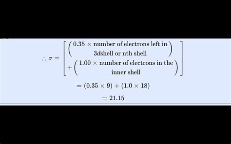 Nd, nf for example screening constant of alkali metals 2 x 0.85 li 2,1 ...