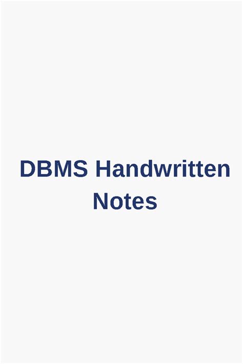 DBMS Handwritten Notes: Introduction to Databases and Concepts - Studocu