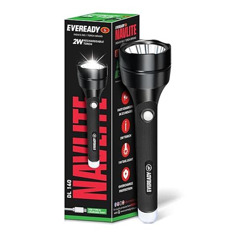 Eveready Navlite DL140, Rechargeable 2W Led Torch + 1W Emergency Tail ...