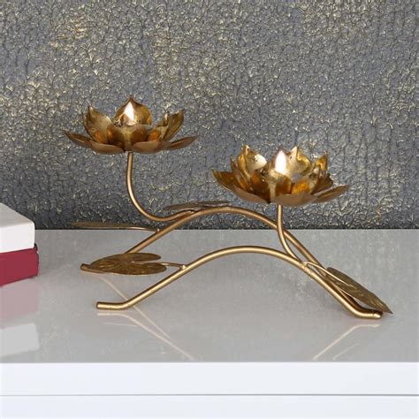 Buy Galaxy Majestic Lotus Metallic Tealight Stand from Home Centre at ...