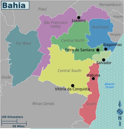 Map of Bahia State with Major Cities