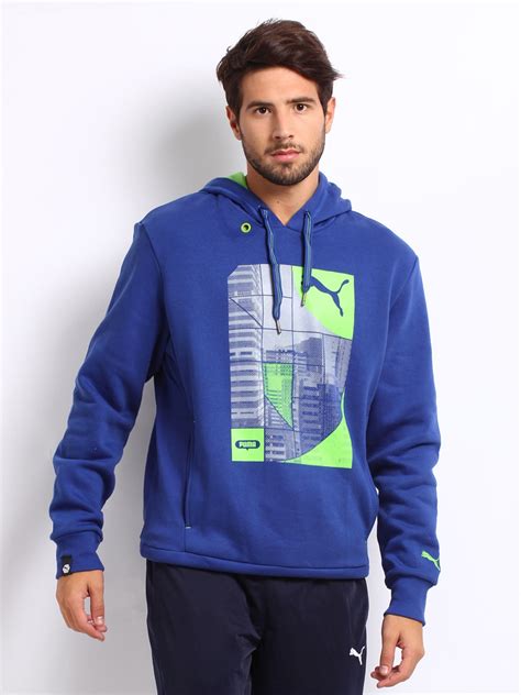 Buy Puma Men Blue Hooded Sweatshirt - Sweatshirts for Men 178715 | Myntra