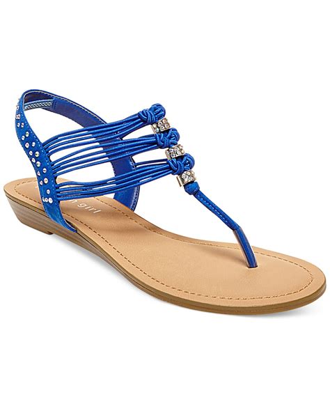 Lyst - Madden Girl Thrill T-Strap Flat Thong Sandals in Blue