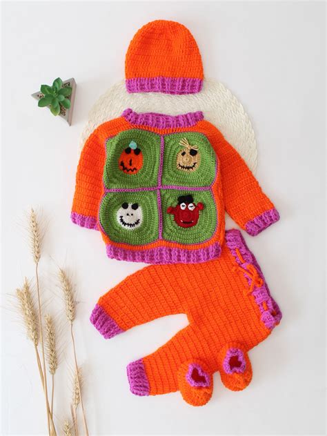 Woonie Handknitted Granny Square Detailed Sweater Set with matching Cap ...
