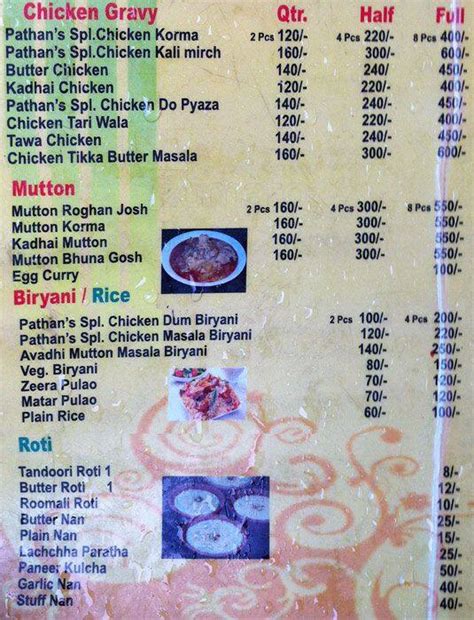 Menu at Pathans Food, Noida