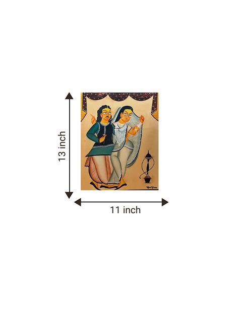 Traditional Bengali Couple Painting In Kalighat Artwork