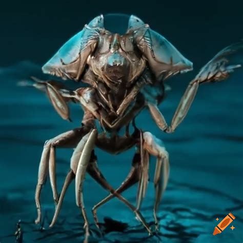 Creature with tentacles, insectoid eyes, antennas, and a large mandible ...