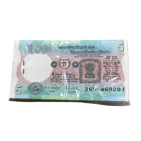 Rs 5 Note Tractor Packet Serial 496201 | Signed by R N Malhotra Rare C ...