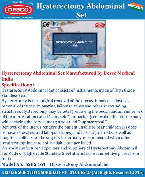 Abdominal Hysterectomy Surgical Instrument Set - Manufacturers ...