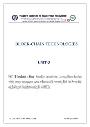 Blockchain Technology - (AUTONOMOUS INSTITUTION – UGC, GOVT. OF INDIA ...