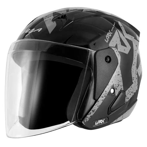 Vega Lark Victor Black Silver Helmet | Shop Helmets at BIKERSTORE.IN ...