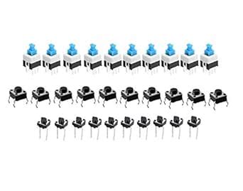 OLatus 30 Pieces Switch Tactile Push Button (6 Pin, 4 Pin, 2 Pin), 10 ...