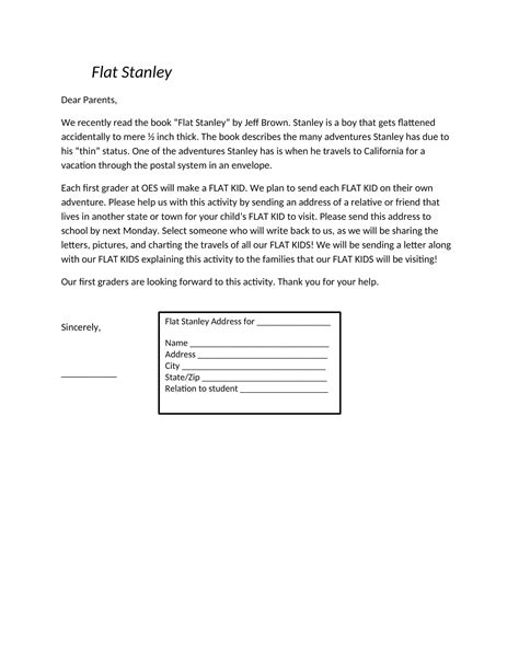 Free Printable Flat Stanley Templates [PDF] Letter Girl, Boy