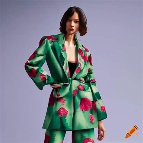 Colorful women's suit with flower print on Craiyon