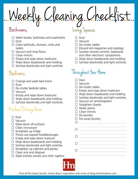 Printable Home Cleaning Schedule