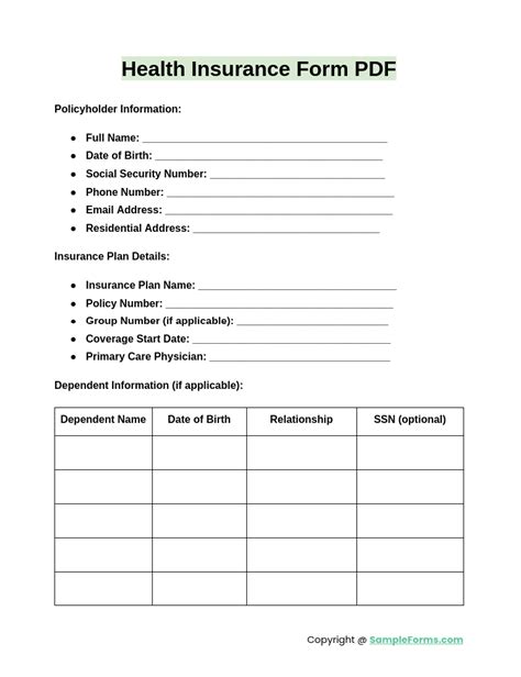 Medical Insurance Form 的图像结果