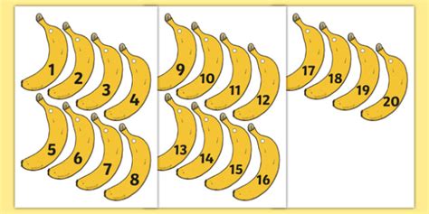 Banana-Themed Number Fan 1-20