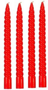 CHIKLIT ENTERPRISE 4 Pcs Designer Red Spiral Pillar Candle 10 inch Long ...