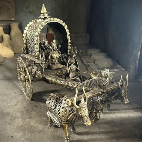 Premium Brass Cow Cart Showpiece Dokra | Traditional Artefact For Deco ...