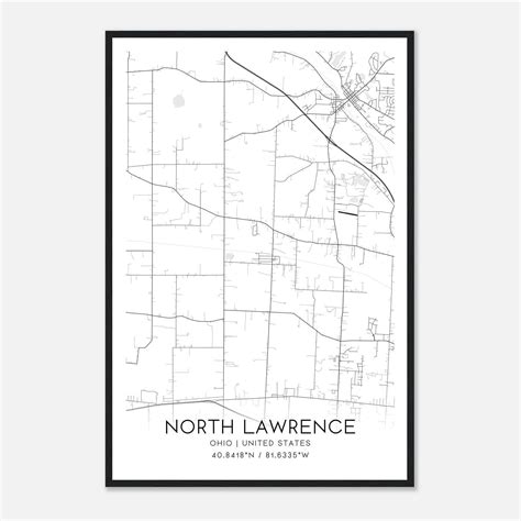 North Lawrence Ohio Map Poster, Modern Home Decor Wall Art Print ...