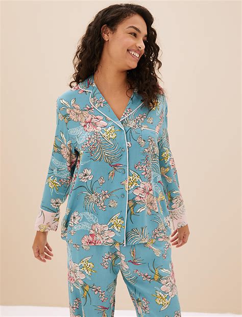 Buy Print Revere Collar Pyjama Top at Marks & Spencer