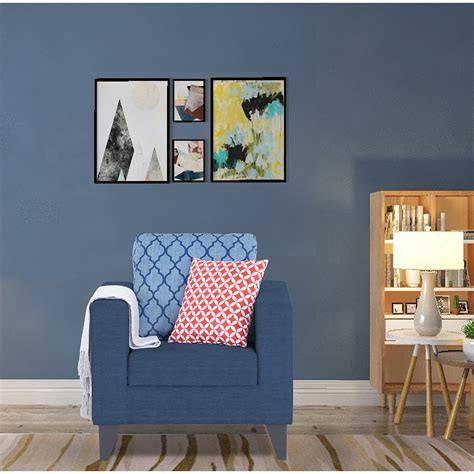 Adorn India Straight line Plus Blossom 1 Seater Sofa (Blue) (3 Year Wa