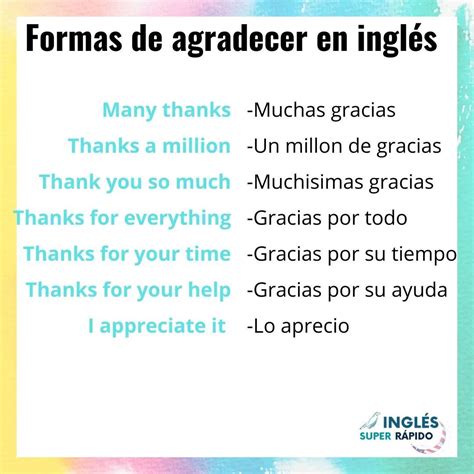 Inglés Súper Rápido on Instagram: “Formas de agradecer en inglés. 💁🇺🇸🇺🇸 ...