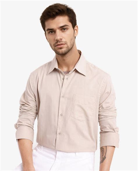 Rare Rabbit Men's Myte Beige Cotton Fabric Full Sleeve Regular Fit Sel