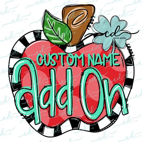 {Funky Apple- CUSTOM NAME ADD ON} - CD – Clover Doodle, LLC