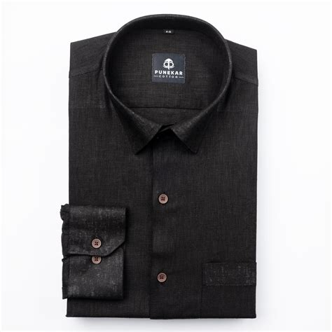Black Color Linen Formal Shirts For Men – Punekar Cotton