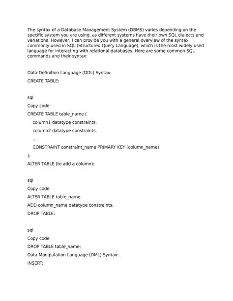Image result for Database Syntax