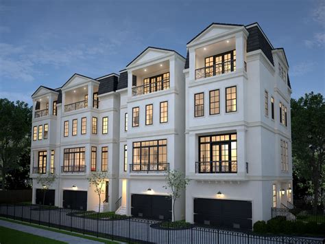 Neoclassical Four 4 Story Townhomes in Houston
