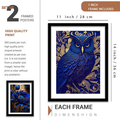 Vibrant Blue Modern Art Prints for Gallery Wall - Floral Prints with F ...