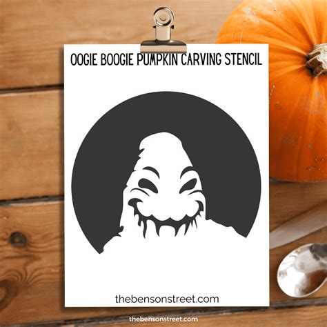 Free Oogie Boogie Pumpkin Stencil Printable for Carving - The Benson Street