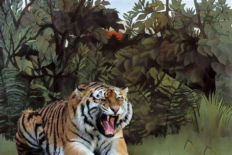 Tiger Jungle Illustration Free Stock Photo - Public Domain Pictures