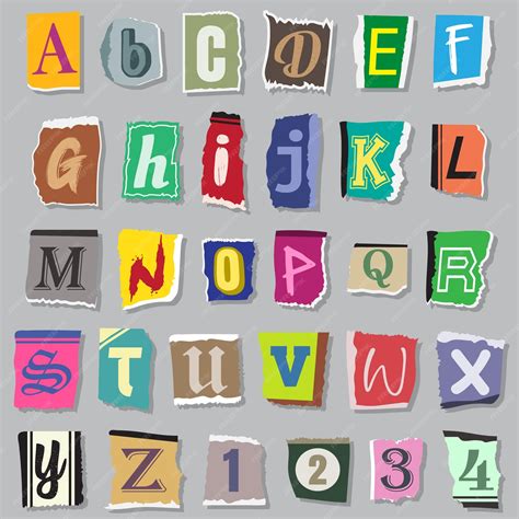 Collection of vintage style paper letters. alphabet letters. vector ...