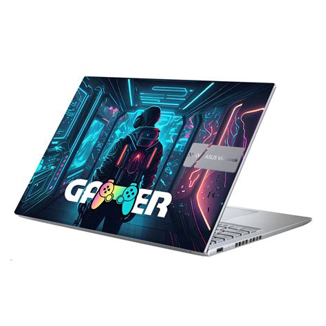 Gamer in Glowing Background Gaming Asus Vivobook X1605ZA Laptop Skin