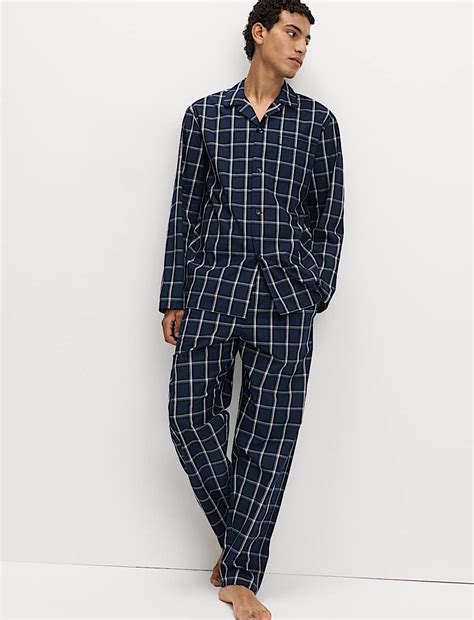 Buy Pure Cotton Checked Pyjama Set at Marks & Spencer