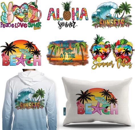 Amazon.com: Summer Iron on Transfer Hawaiian Iron on Decals T-shirt ...