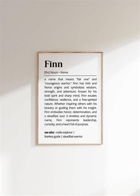 Finn Name Definition Wall Art Personalized Name Meaning Minimalist ...