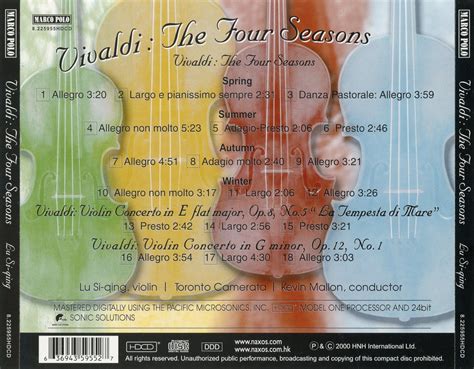 Lu Si-qing, Kevin Mallon, Toronto Camerata - Antonio Vivaldi: The Four ...