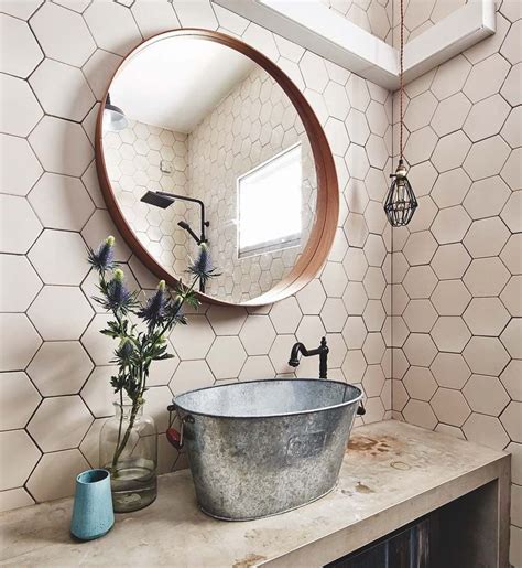 Hexagon Tile Design Simple Bathroom