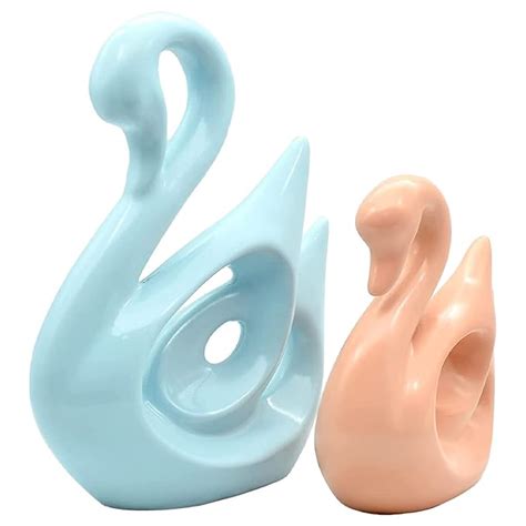 Kuber Industries Attractive Design Ceramic Finish Swan Couple Figurines ...
