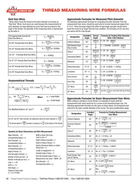 TC Thread Measuring Formulas | PDF | Mechanical Engineering | Machining