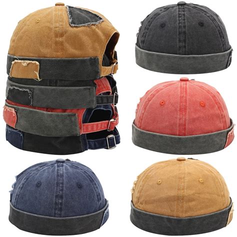 Buy Walbest Fashion Men Cotton Brimless Hat Casual Docker Cap Rolled ...