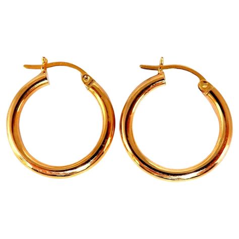 14Kt Gold Tubular Hoop Earrings Classic Diameter For Sale at 1stDibs