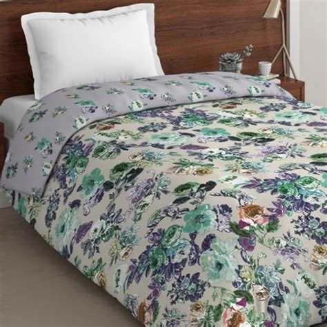 Buy D'DECOR Primary Purple Floral Printed Cotton Single Quilt ...