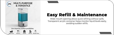 JPS Wall-Mount Soap Dispenser 350ML, Premium Stainless Steel and Clear ...